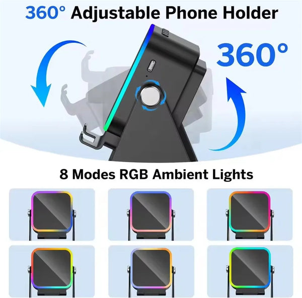 Magnetic Induction Phone Stand Speaker with RGB Light & Bluetooth
