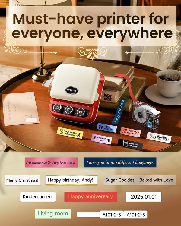 Portable Bluetooth Label Printer with Rechargeable Battery & Fast Printing