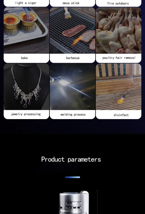 JOBON 4-Torch Jet Windproof Inflatable Lighter – Metal Flint Grinding Wheel Gas Lighter