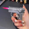 Metal Folding Gun-Style Jet Lighter – Windproof Butane Gas Red Flame Gyroscope Lighter with Laser