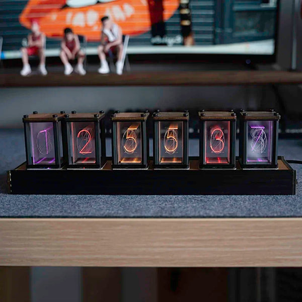 Luxury Nixie Glow Tube Clock – Wood DIY RGB Digital Desk Clock
