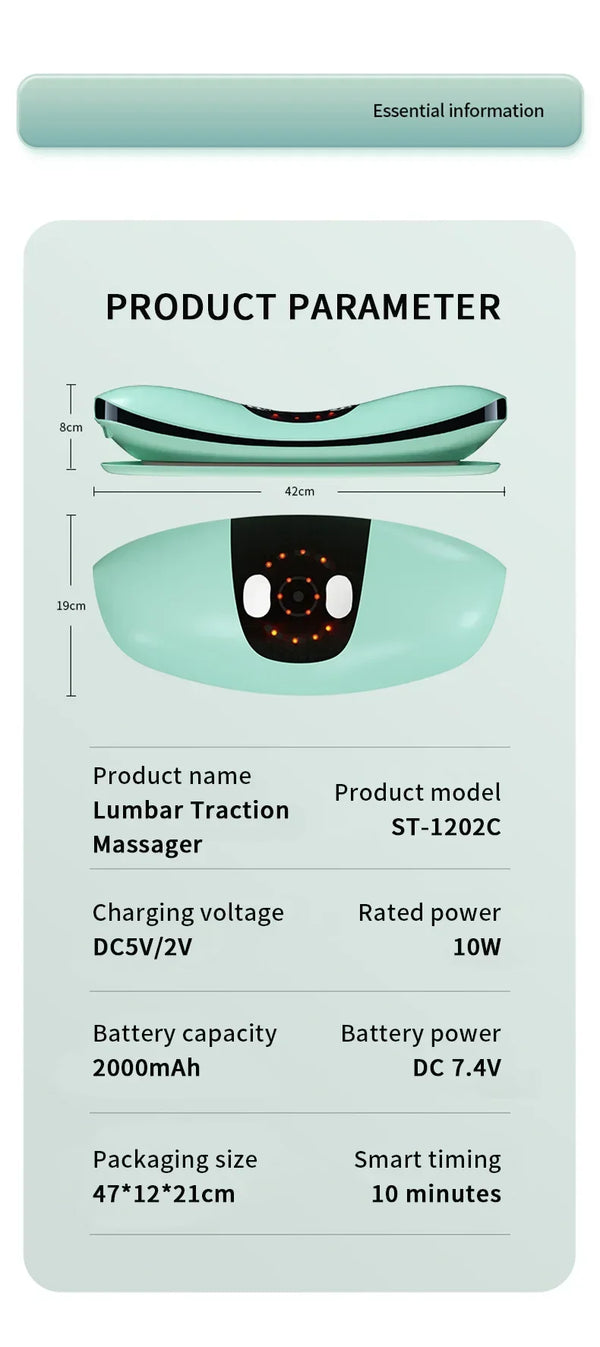 Intelligent Lumbar Massager – Electric Waist Traction Device with Heat & Vibration