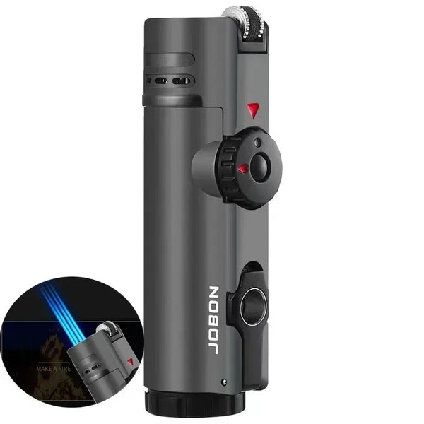JOBON 4-Torch Jet Windproof Inflatable Lighter – Metal Flint Grinding Wheel Gas Lighter
