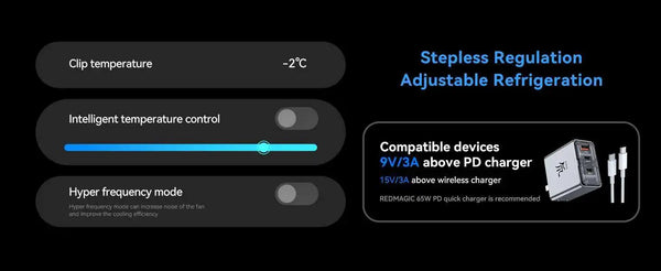 30W Magnetic Liquid Cooling Fan with RGB Lighting & AI Temperature Control for Mobile Phones and Tablets