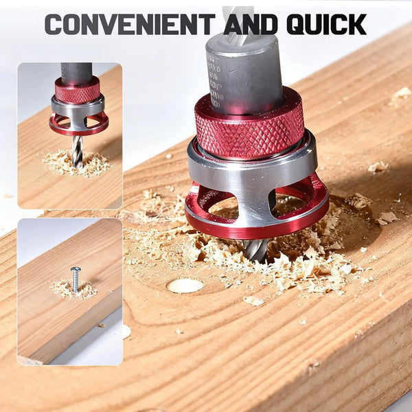 Countersink Drill Bit Set with Depth Stop & Ball Bearing Guide