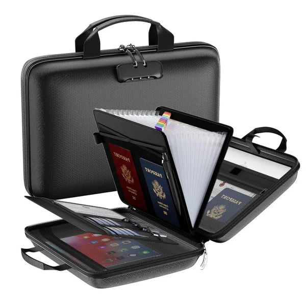 Hard-Shell Fireproof Document Box with Lock – Portable Secure Organizer for Home, Office & Travel