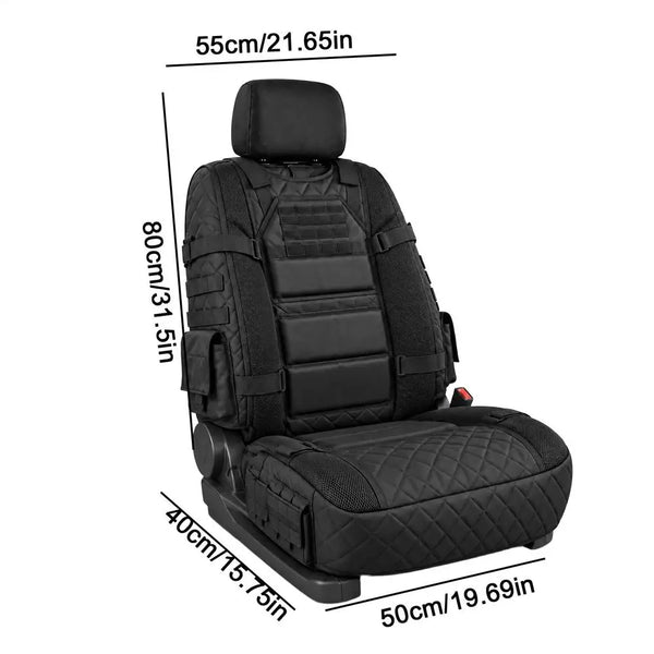 Military Style Heavy-Duty Car Seat Protector with Non-Slip Backing & Storage Pockets