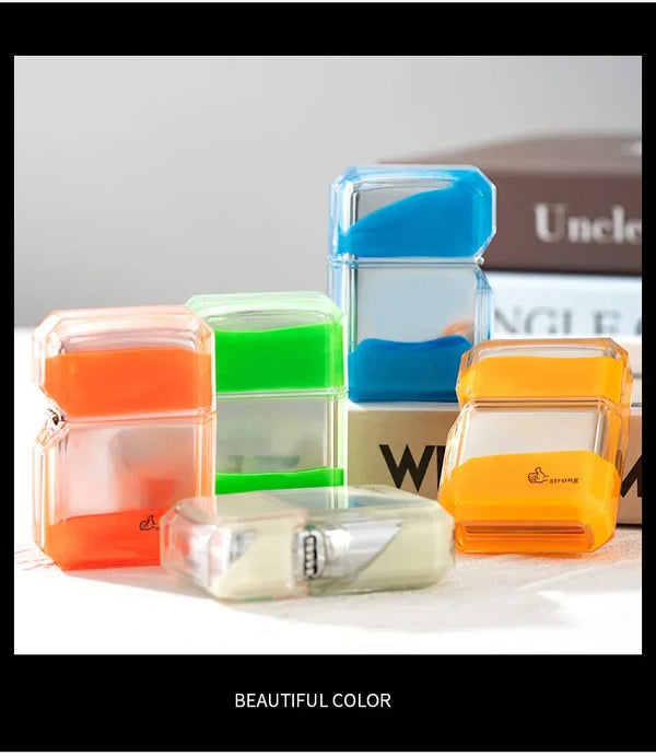 Luminous Quicksand Fluorescent Kerosene Lighter – Windproof Transparent Shell Creative Smoking Accessory Gift