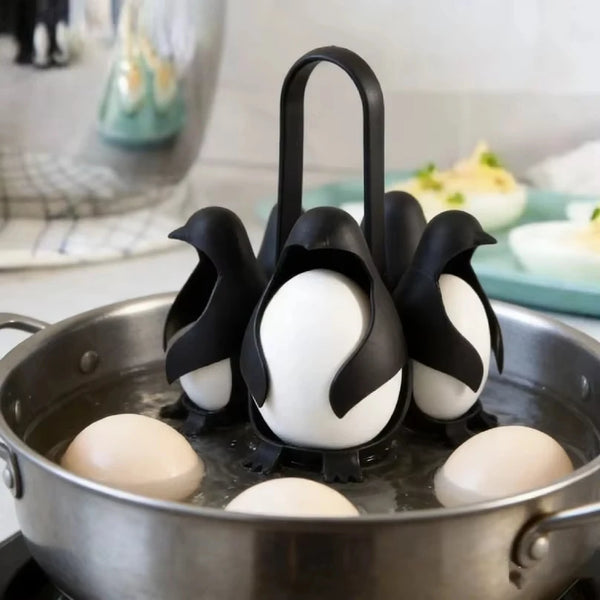 Penguin Egg Boiler Rack – Silicone Egg Steamer Stand with Divider