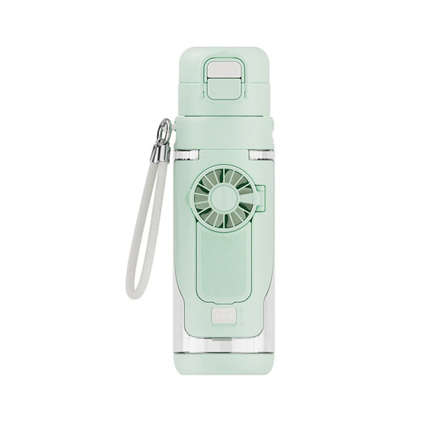 690ml 2-in-1 Hydration Fan Water Bottle – Rechargeable 3-Speed Cooling Sports Cup
