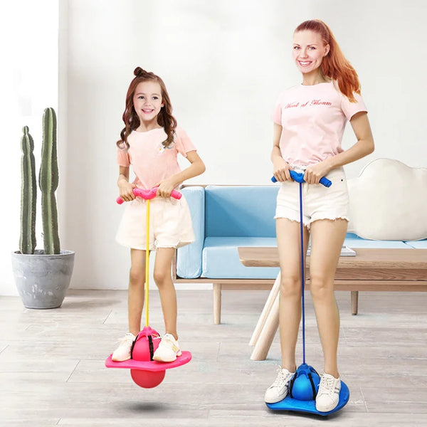Bouncing Ball Pogo Jumper with Handle Pump & Balance Platform for Kids