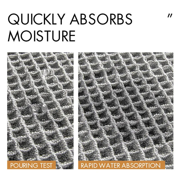 Microfiber Waffle Bath Mat – Absorbent Non-Slip Tassel Bathroom Rug