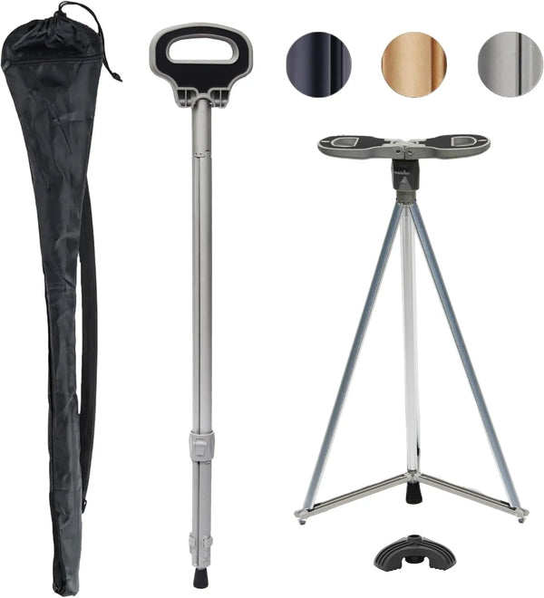 Folding Stool Cane – 2-in-1 Walking Stick & Portable Seat for Seniors