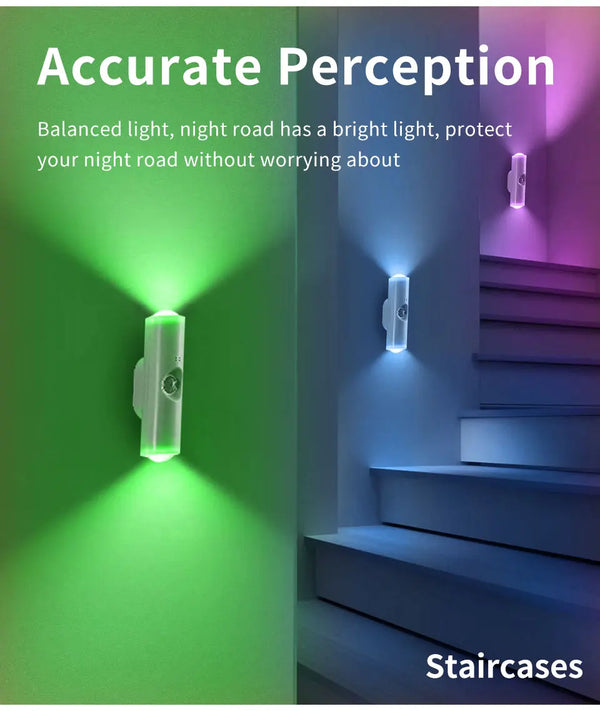 LED Motion Sensor Night Light – RGB Color Changing Wireless Magnetic Rechargeable Wall Lamp