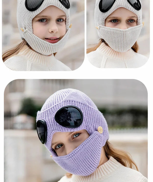 Windproof Warm Mask with Integrated Ear Protection & Glasses Cover for Children and Adults