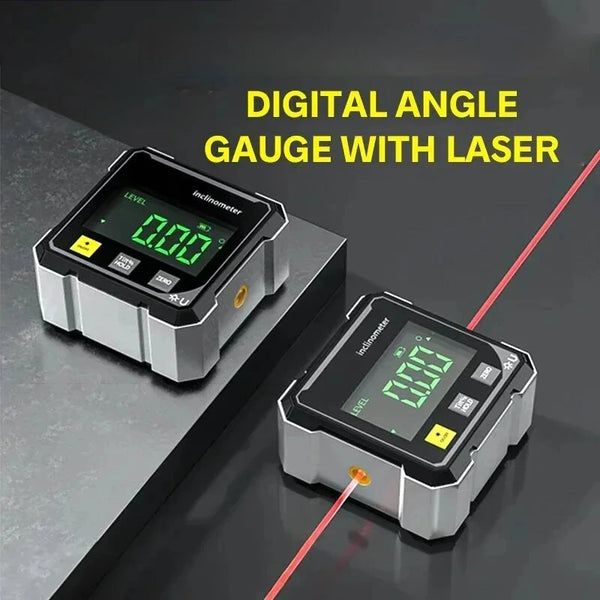2-Side Magnetic Digital Angle Gauge with Laser – Precision Inclinometer & Electronic Protractor