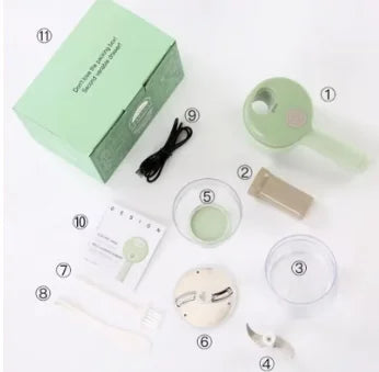 4-in-1 Wireless Electric Vegetable Cutter with Garlic Masher & Meat Grinder