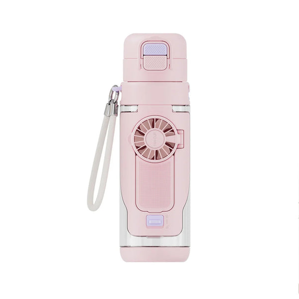 690ml 2-in-1 Hydration Fan Water Bottle – Rechargeable 3-Speed Cooling Sports Cup