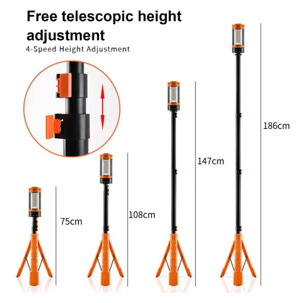 LED Work Light with Tripod Stand – Rechargeable Waterproof Camping Lantern with 4 Modes & Power Bank Function