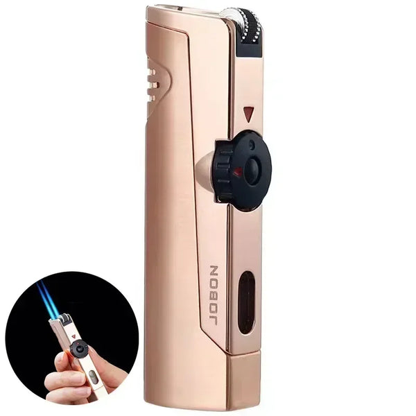 JOBON 4-Torch Jet Windproof Inflatable Lighter – Metal Flint Grinding Wheel Gas Lighter
