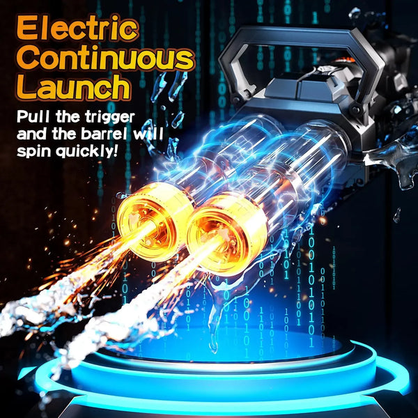 Electric Gatling Water Cannon – Dual Tube Rotating High-Pressure Water Gun with 3000ML Tank