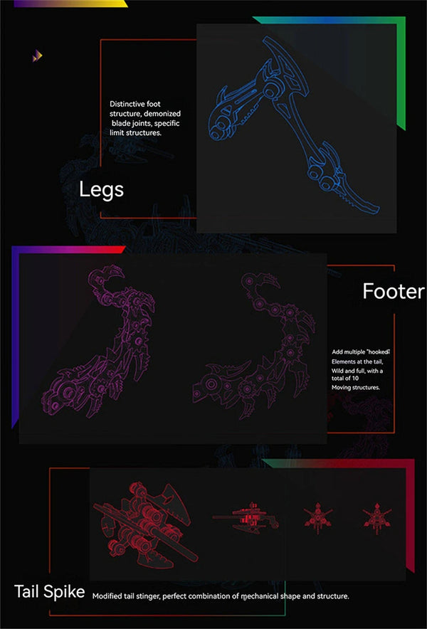 DIY Assembly 3D Metal Mechanical Model Kit – Scorpion, Cheetah, Wasp, Falcon, Pterosaur & Phoenix