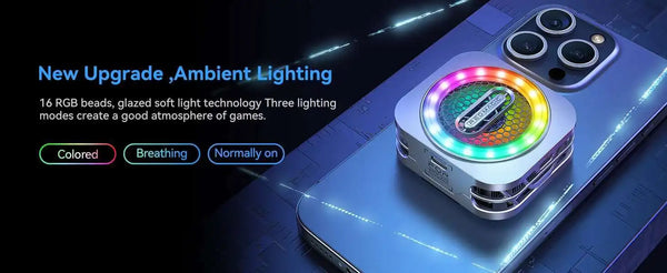 30W Magnetic Liquid Cooling Fan with RGB Lighting & AI Temperature Control for Mobile Phones and Tablets