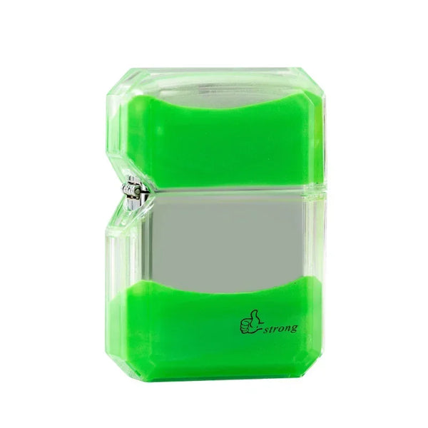 Luminous Quicksand Fluorescent Kerosene Lighter – Windproof Transparent Shell Creative Smoking Accessory Gift