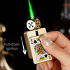 Rotating Dice Playing Cards Windproof Green Flame Gas Lighter – Novelty Collectible Pocket Lighter