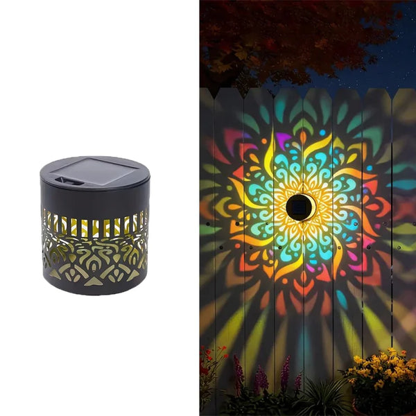 Solar Mandala Wall Lamp – Waterproof LED Fence Light for Garden & Courtyard