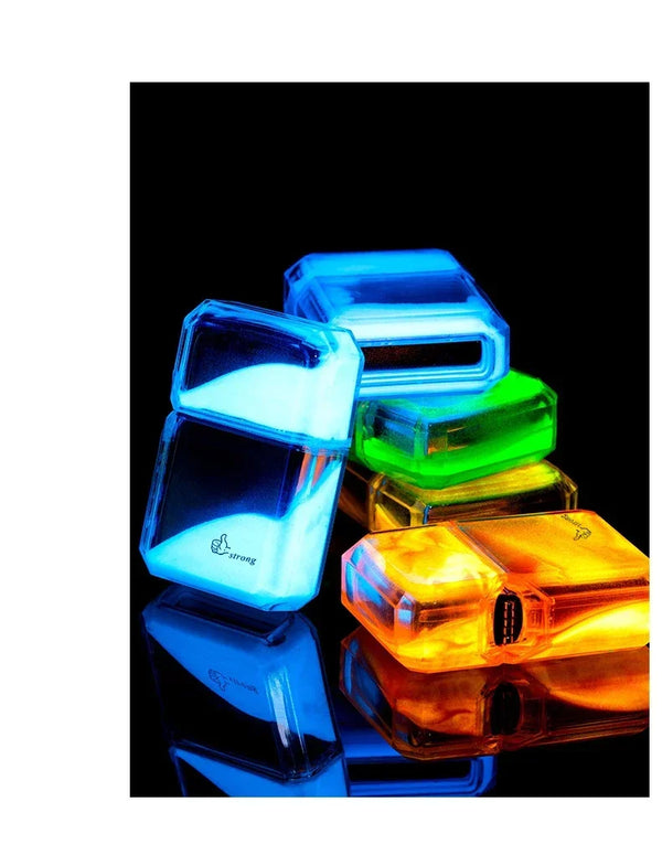 Luminous Quicksand Fluorescent Kerosene Lighter – Windproof Transparent Shell Creative Smoking Accessory Gift