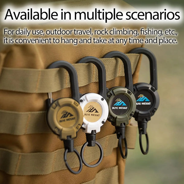 Retractable Keychain 2-Pack with Tactical Badge Reel & Steel Cord