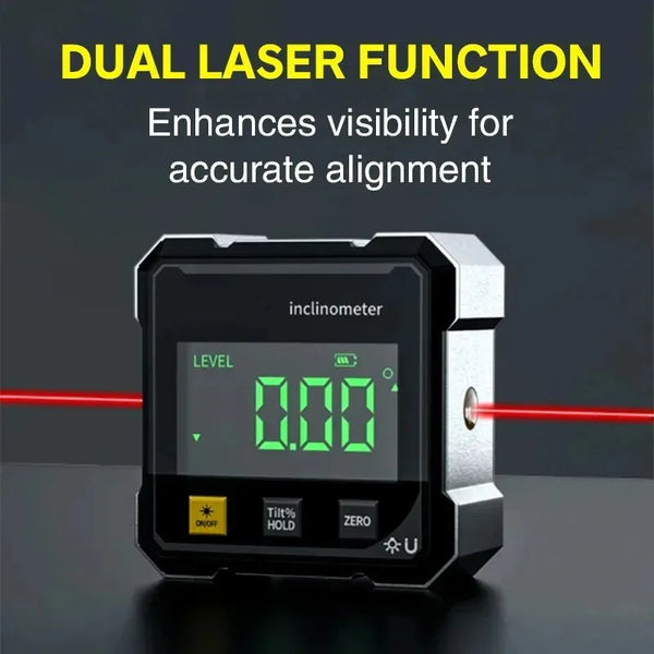 2-Side Magnetic Digital Angle Gauge with Laser – Precision Inclinometer & Electronic Protractor