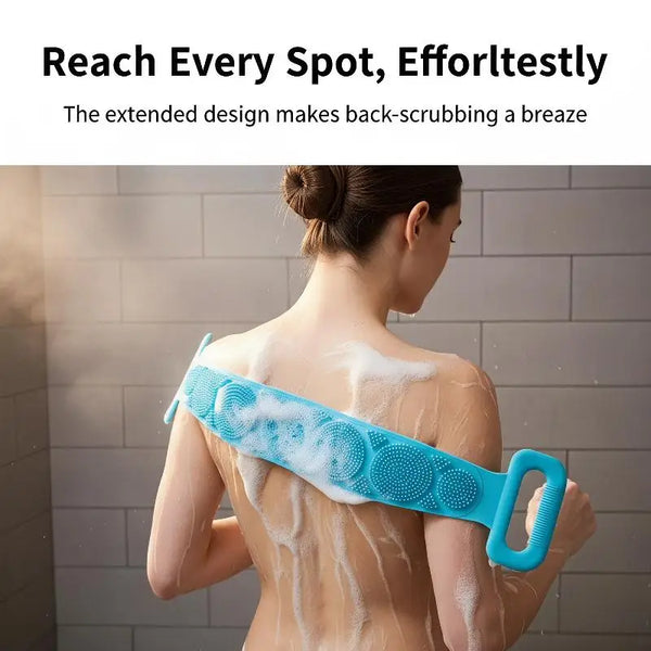 Silicone Back Scrubber & Bath Brush with Extended Handle for Deep Clean