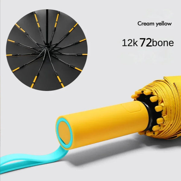 Automatic Windproof Umbrella with 72-Bone Frame & UV Protection