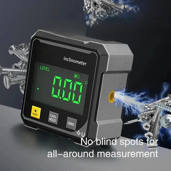 2-Side Magnetic Digital Angle Gauge with Laser – Precision Inclinometer & Electronic Protractor