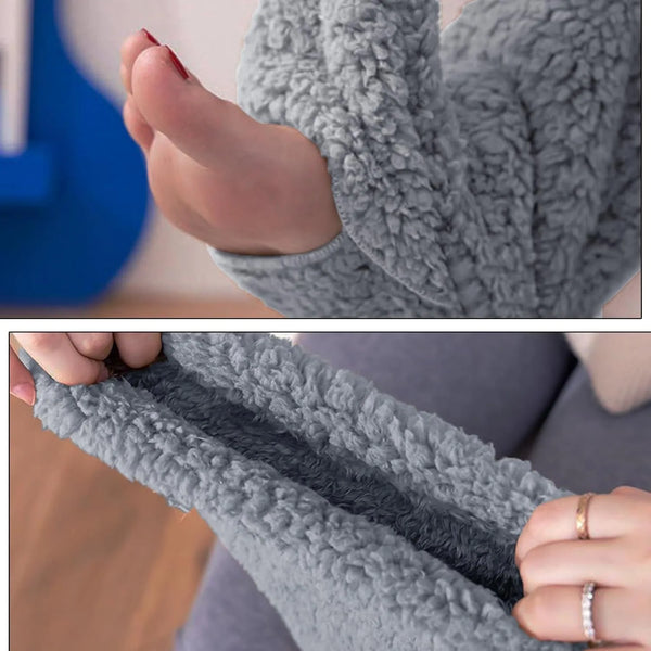 Fuzzy Thigh High Socks – Soft Knit Leg Warmers for Office & Home