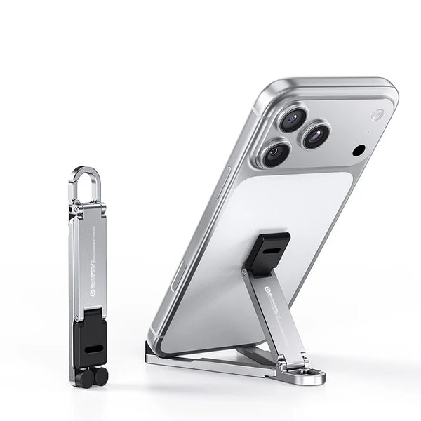 Desktop Aluminum Alloy Folding Phone Holder – Portable Keychain Universal Smartphone Stand