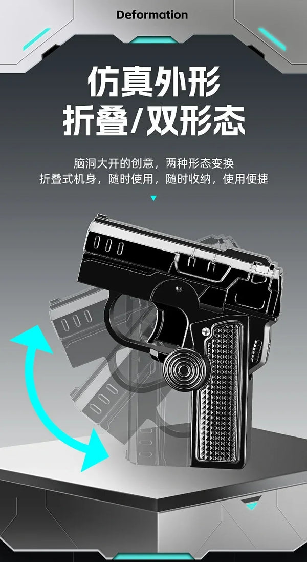 Metal Folding Gun-Style Jet Lighter – Windproof Butane Gas Red Flame Gyroscope Lighter with Laser