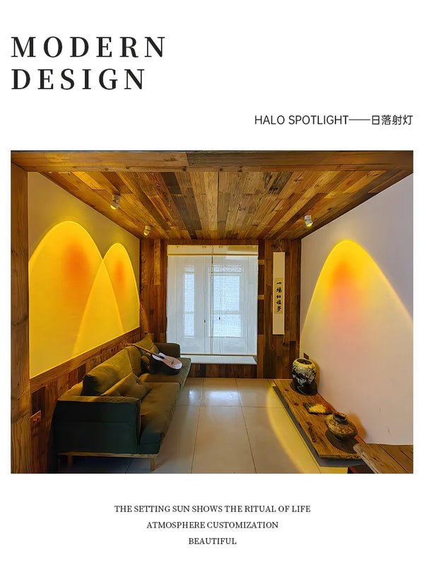 LED Sunset Lamp – Adjustable COB Spotlight Wall Washing Ceiling Light for Living Room & Bedroom