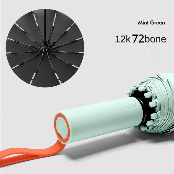 Automatic Windproof Umbrella with 72-Bone Frame & UV Protection