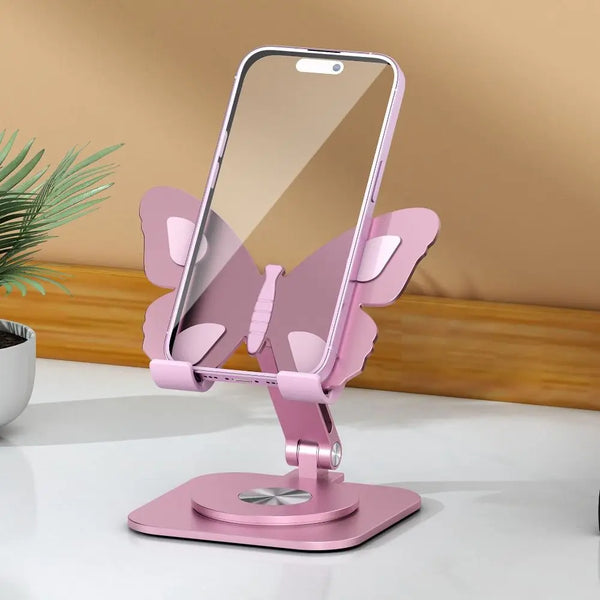 Aluminum Alloy Butterfly Phone Stand with 360° Rotation & Foldable Design