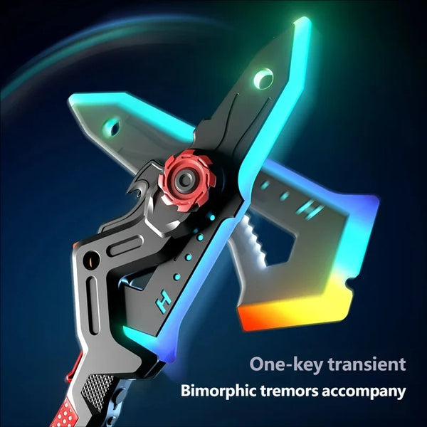 Outdoor LED Sword-Axe Transforming Toy with Mist Effect & Multi-Color Lights
