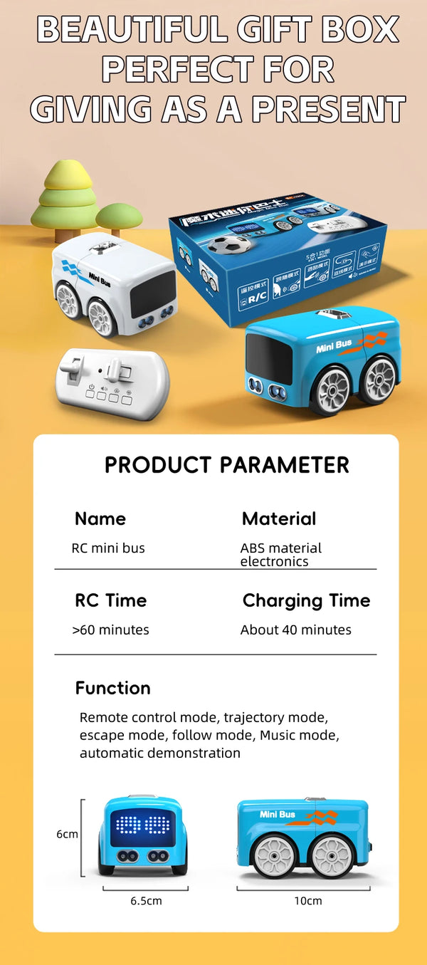 Intelligent Gesture Sensing Remote Control Cartoon Car with Auto-Follow, Obstacle Avoidance & LED Animation
