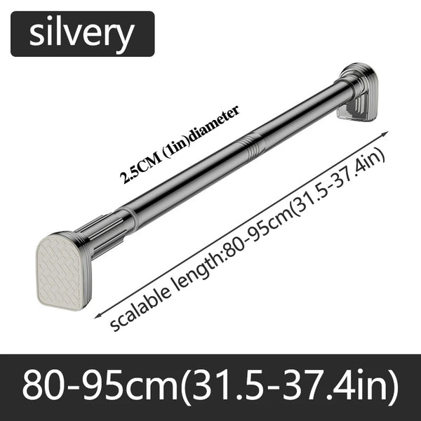 Adjustable Stainless Steel Shower Curtain Rod – No-Drill Telescopic Pole