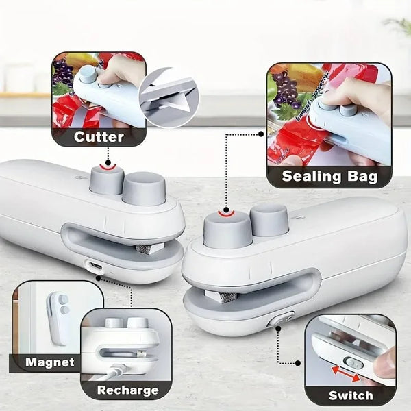 Mini 2-in-1 Portable Plastic Bag Sealer – Handheld Heat Sealing & Cutting Machine
