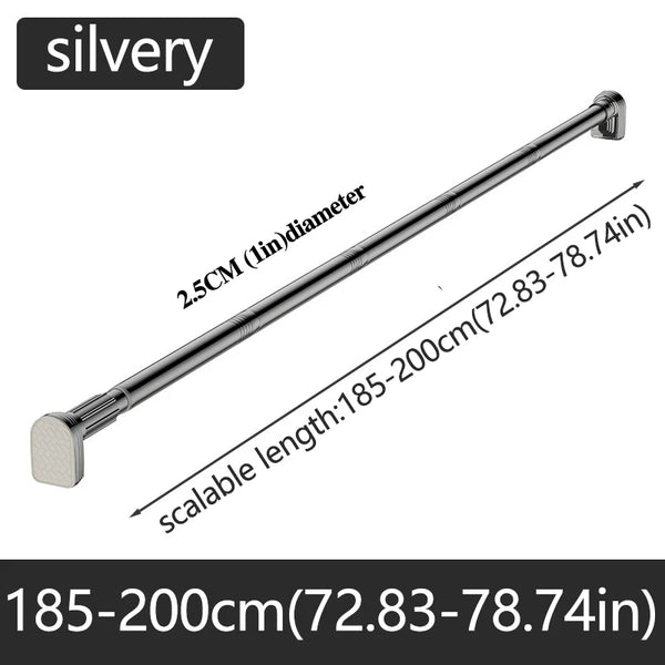 Adjustable Stainless Steel Shower Curtain Rod – No-Drill Telescopic Pole