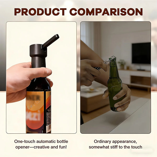 One-Handed Push Down Bottle Opener – Beer Cap Launcher with Ergonomic Grip