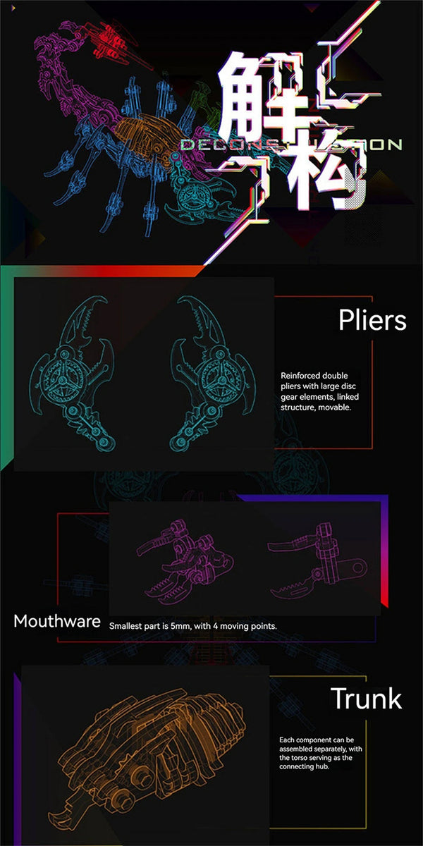 DIY Assembly 3D Metal Mechanical Model Kit – Scorpion, Cheetah, Wasp, Falcon, Pterosaur & Phoenix