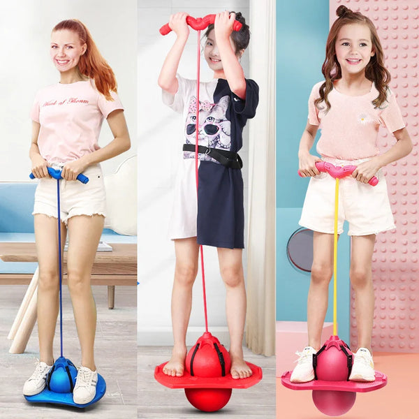 Bouncing Ball Pogo Jumper with Handle Pump & Balance Platform for Kids